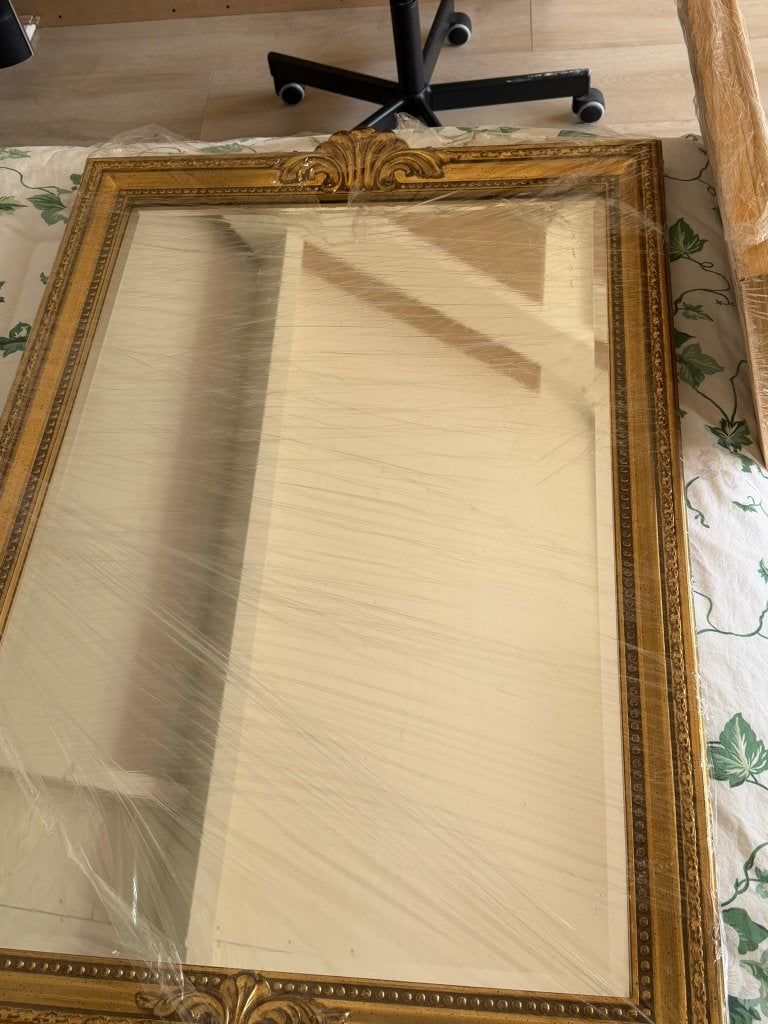 Spiegel, klassiek in goud (95 x 68 cm), Ophalen, Zo goed als nieuw, Minder dan 100 cm, Rechthoekig
