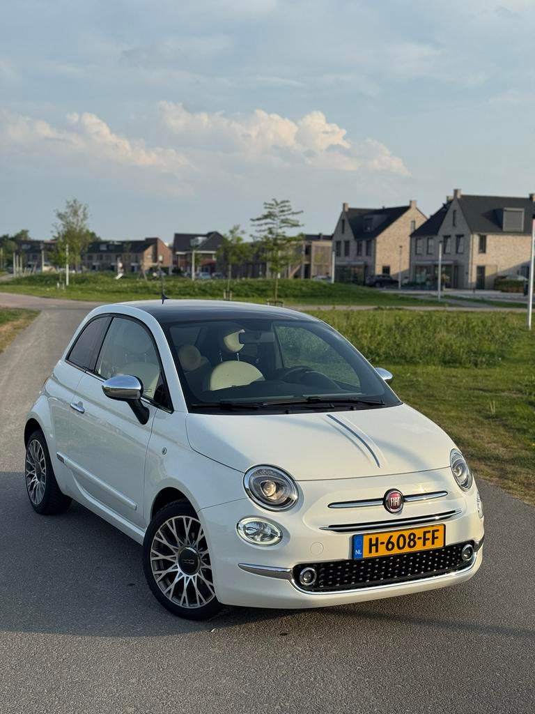 Fiat 500 1.2 69pk 2020 1e eigenaar, zeer nette staat!, 4 cilinders, 4 stoelen, Leder en Stof, Wit