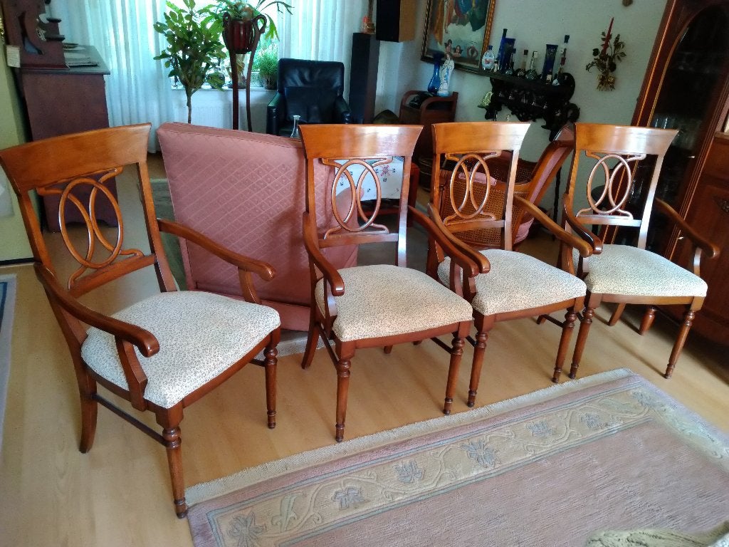 Mooie houten eetkamer stoelen (4 stuks), in goede staat!, Ophalen, Gebruikt, Bruin, Rustiek