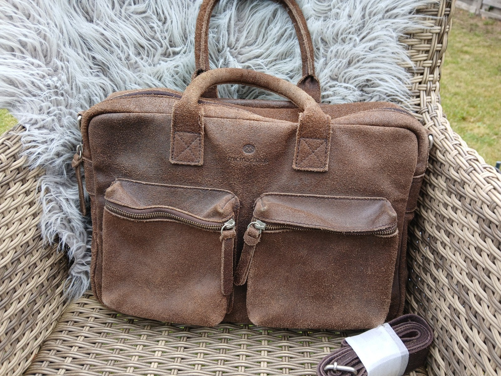 Micmacbags Geschuurd Leren Werktas - Bruin, Sieraden, Tassen en Uiterlijk, Tassen | Damestassen, Ophalen of Verzenden, Zo goed als nieuw