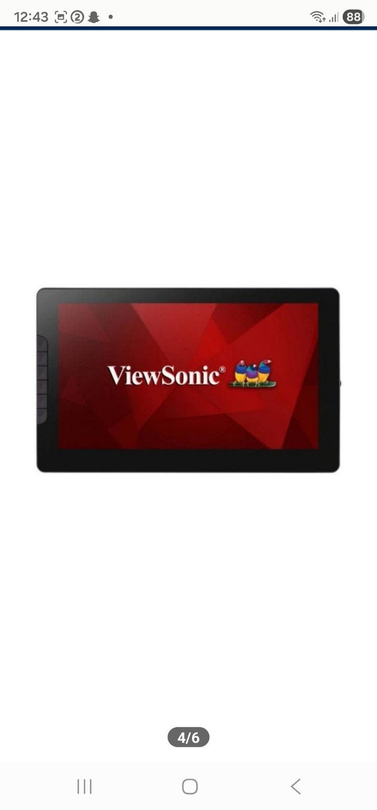 ViewSonic Tekentablet Monitor met USB-C en Mini HDMI, Ophalen, HDMI, Touchscreen, Full HD