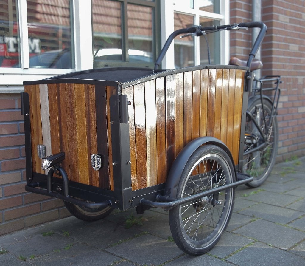 unieke troy bakfiets, Fietsen en Brommers, Fietsen | Bakfietsen, Gebruikt, Huif, 2 kinderen, Trommelrem