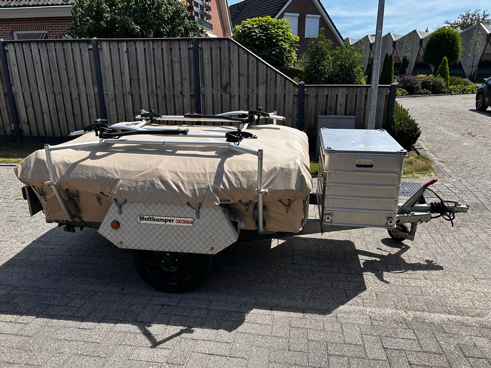 Holtkamper Cocoon vouwwagen met Thule fietsendrager, Ophalen of Verzenden, Beige, Tot en met 2, Holtkamper