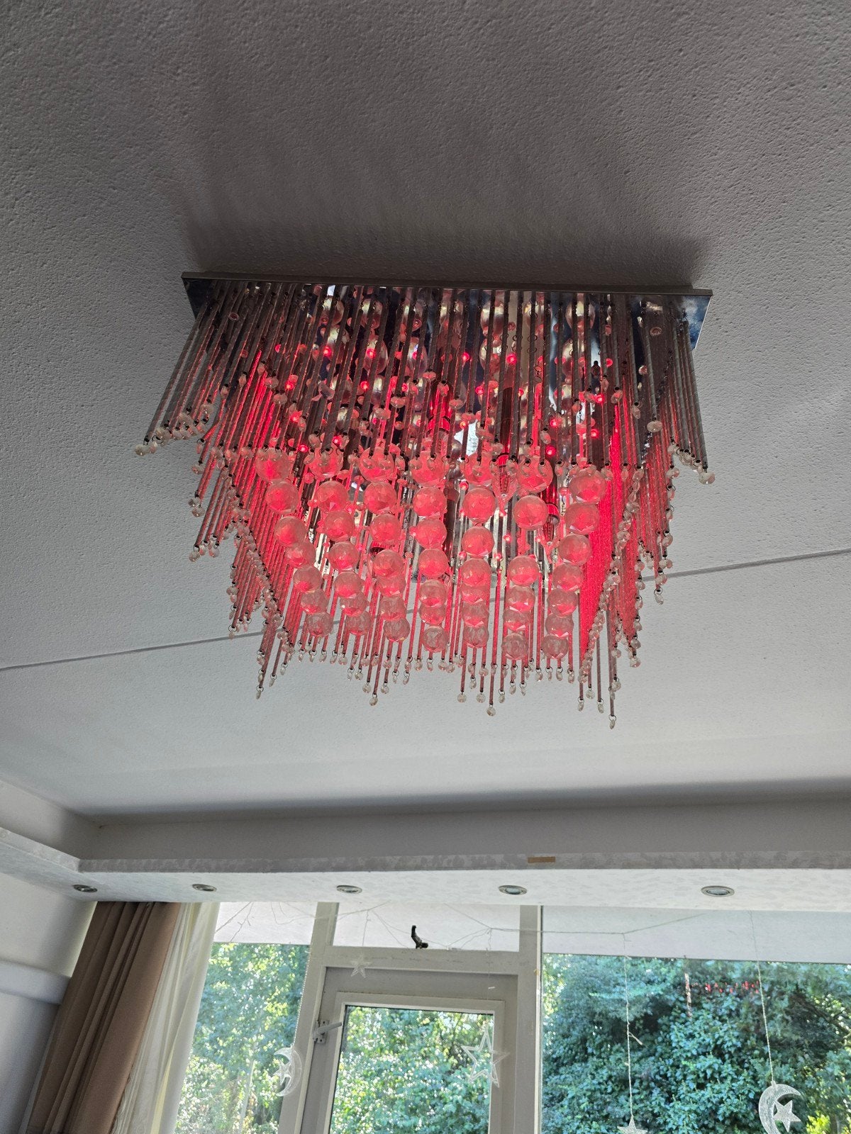 Moderne Plafondlamp met Kleurveranderende LED's, Overige fittingen, Ophalen of Verzenden, Zo goed als nieuw, Glas