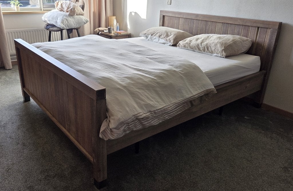 Tweepersoonsbed, Huis en Inrichting, Ophalen, Verstelbaar, Bruin, Tweepersoons