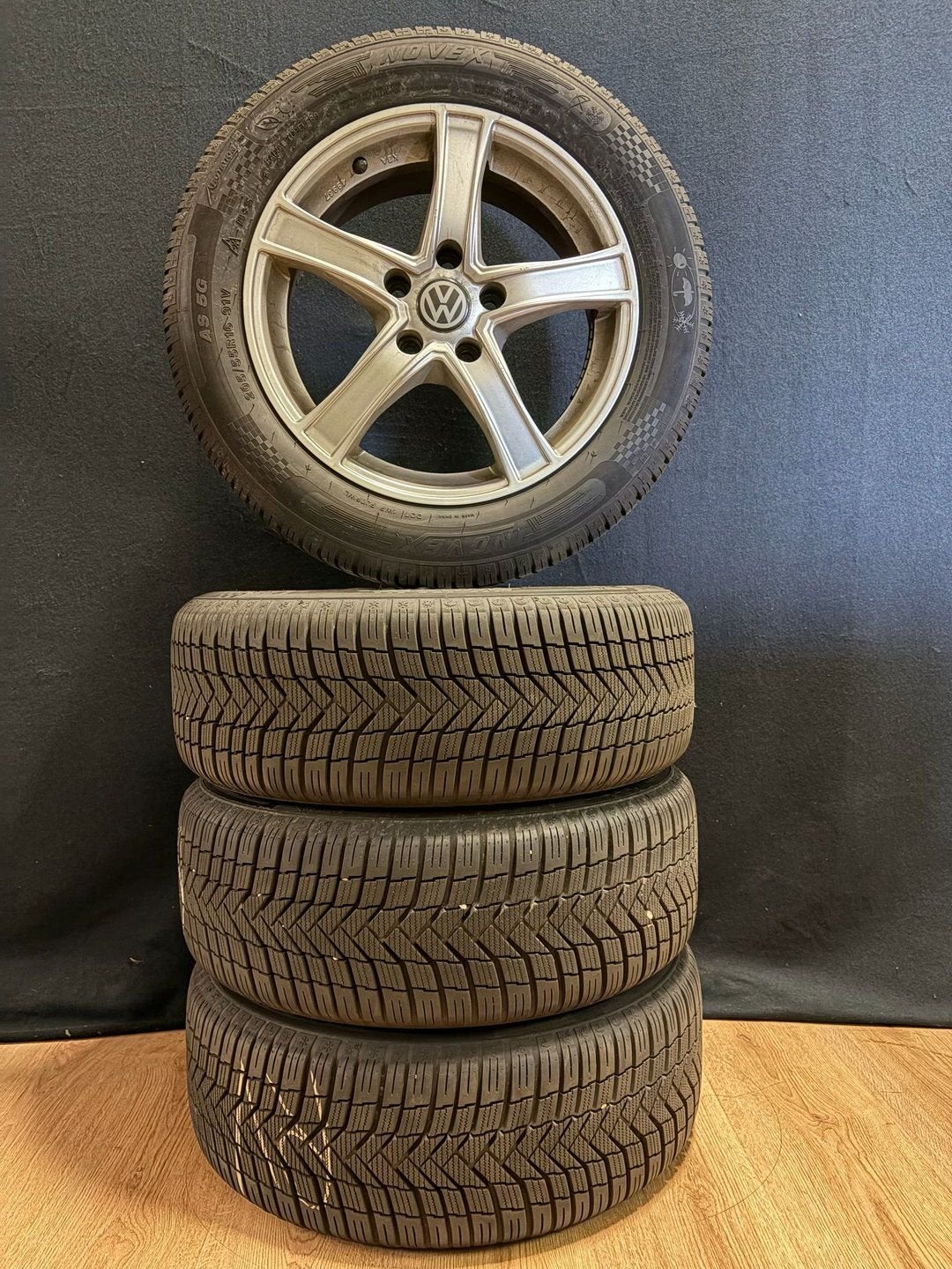 Velgenset 16inch Volkswagen 5x112 + Goede winterbanden 205-5, Auto-onderdelen, Ophalen, Gebruikt, -, -