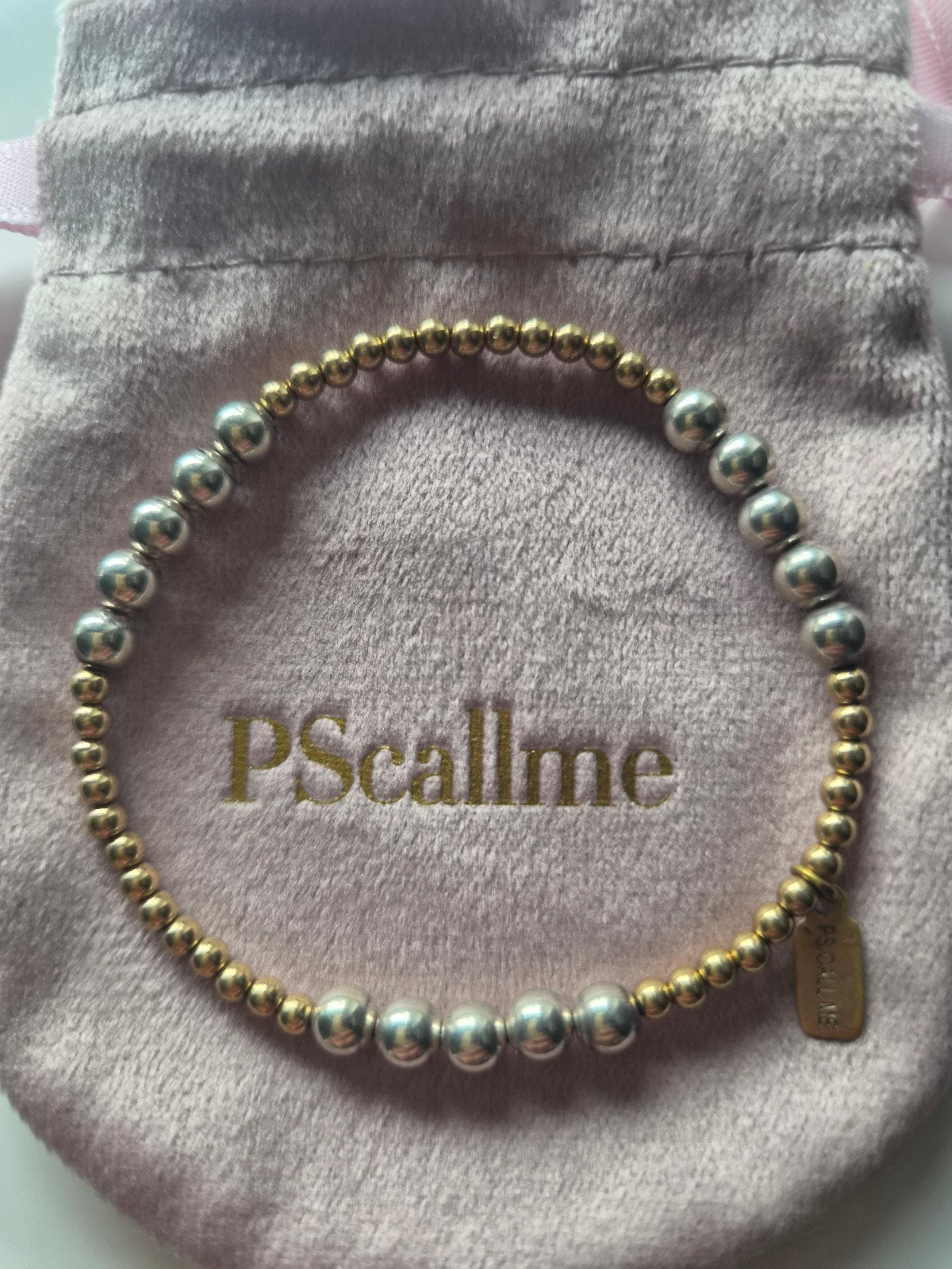Pscallme Armband Gold coloured/Zilver 3mm en 5mm Kralen, Verzenden, Nieuw, Goud, Goud