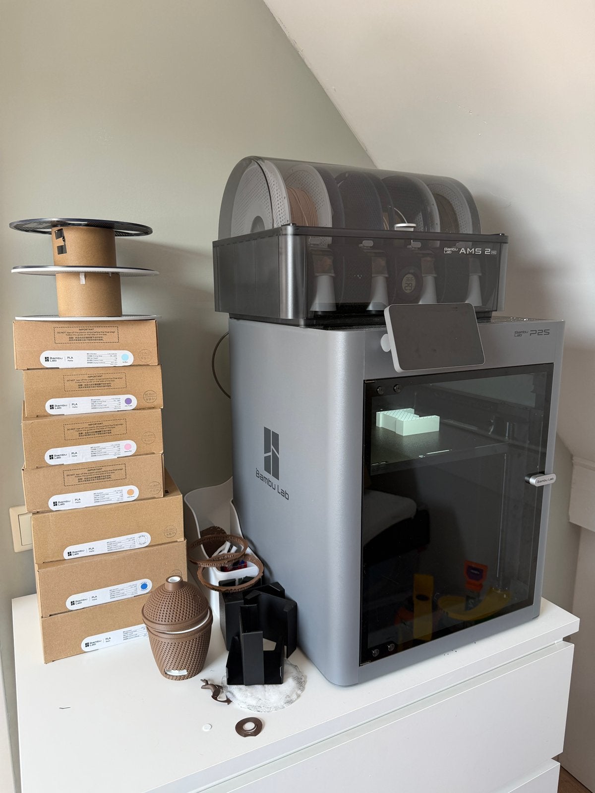 Bambu Lab P2S Combo + AMS 2 Pro + 40 rollen filament, Ophalen, Zo goed als nieuw