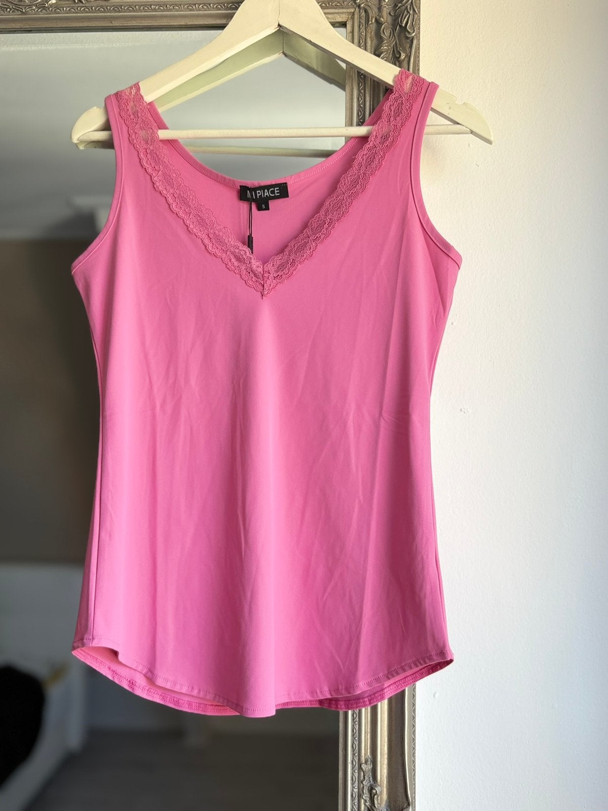Mi Piace travelstof top met kant maat S, Kleding | Dames, Tops, Overige kleuren, Verzenden, Nieuw, Maat 36 (S)