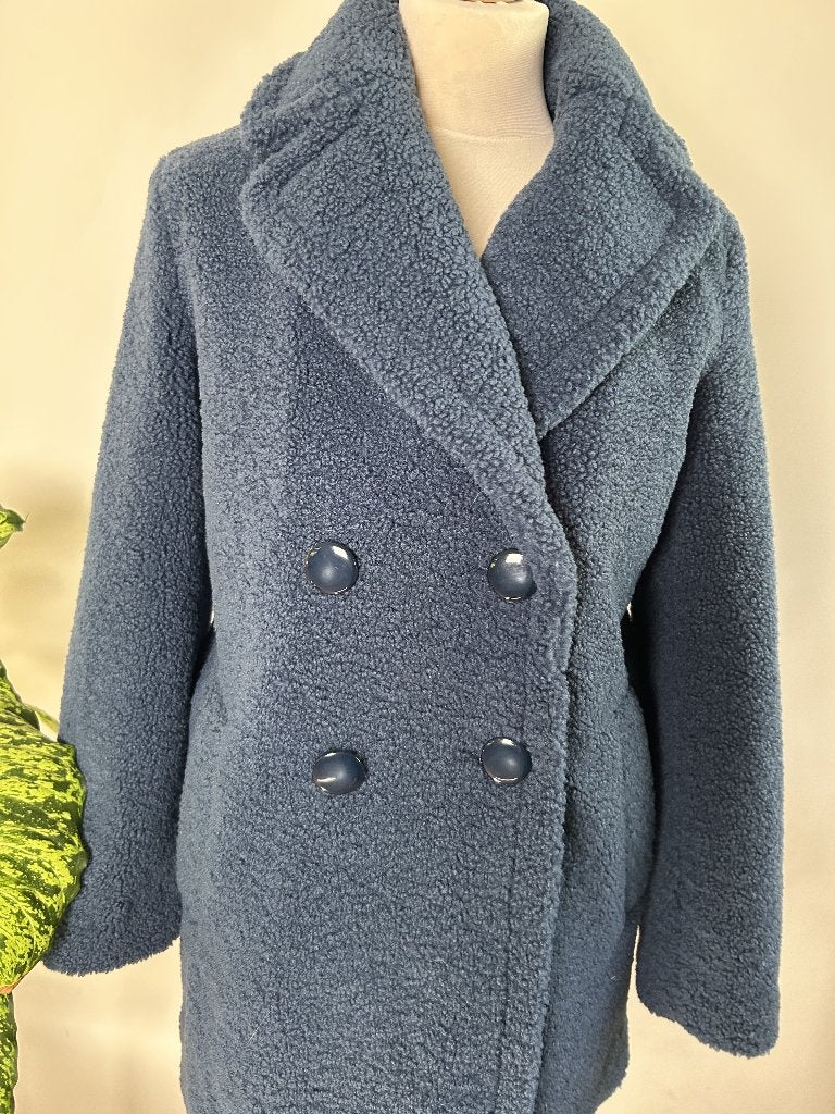 King Louie maat 34 36 Fluffy teddy jas blauw 3515, Blauw, Ophalen of Verzenden, Zo goed als nieuw, King Louie