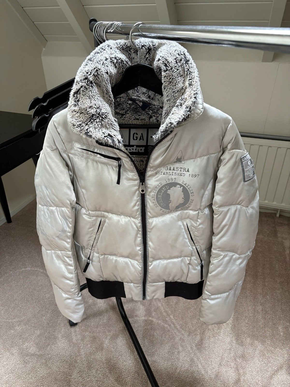 GASTRA Winterjas Dames met Bontkraag, Ophalen of Verzenden, Zo goed als nieuw, Maat 38/40 (M), Zilver