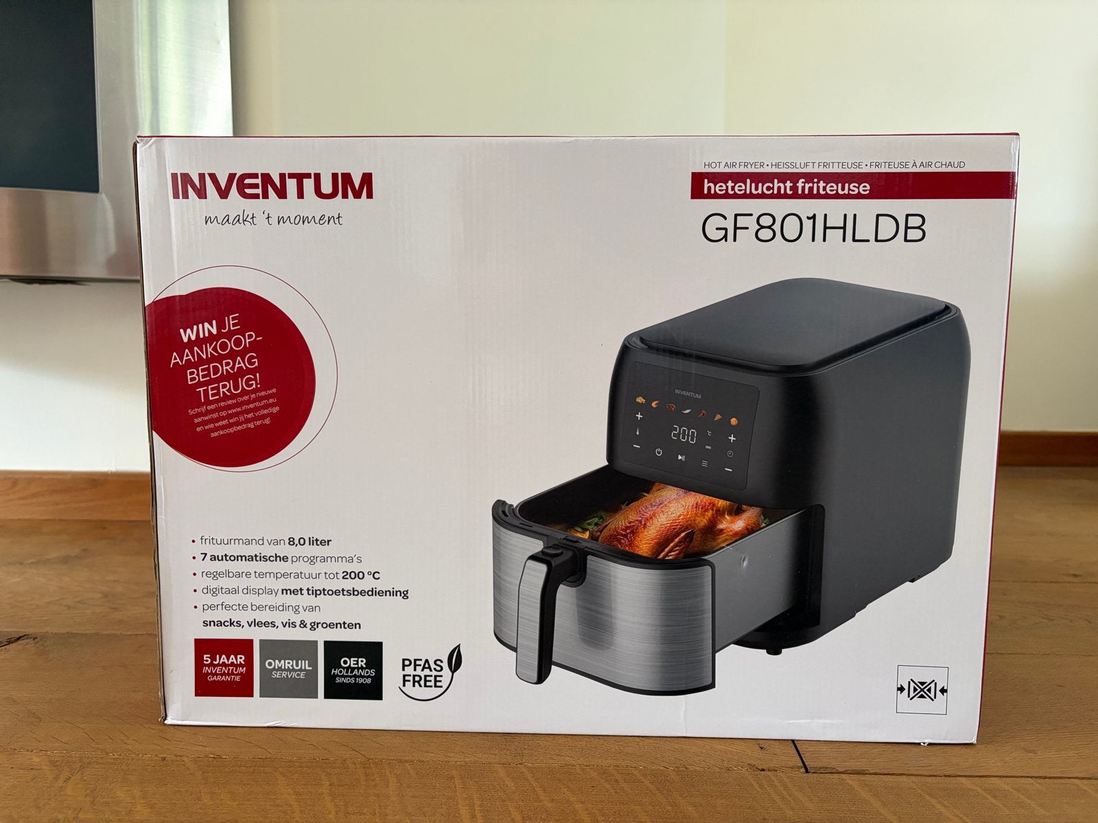 Inventum Heteluchtfriteuse Airfryer GF801HLDB - 8 Liter, Ophalen of Verzenden, Nieuw