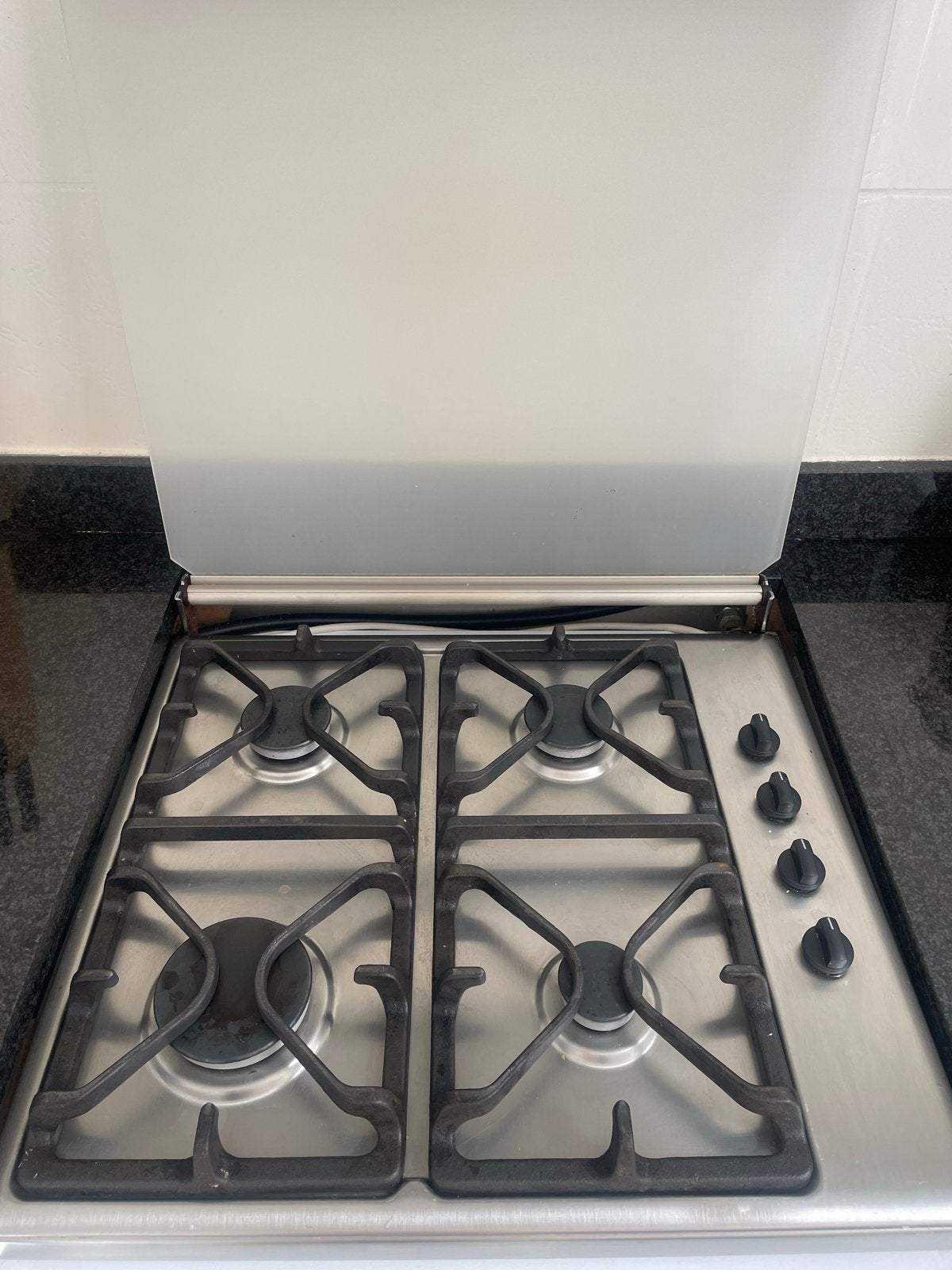 Gebruikte gaskookplaat 58x53 cm - aansteker nodig, Ophalen, Gebruikt, 4 kookzones, Inbouw