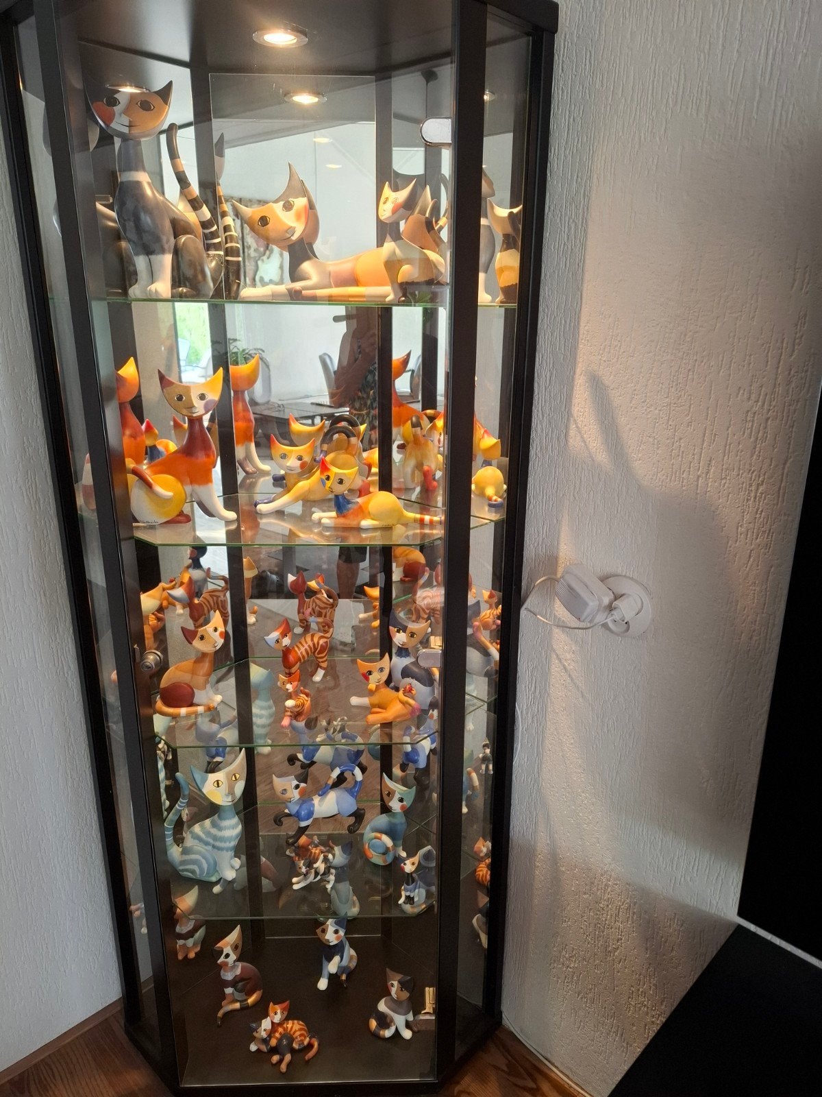 mooie vitrine kast met poezen collectie, Huis en Inrichting, Kasten | Vitrinekasten, Ophalen, 50 tot 100 cm, Zo goed als nieuw