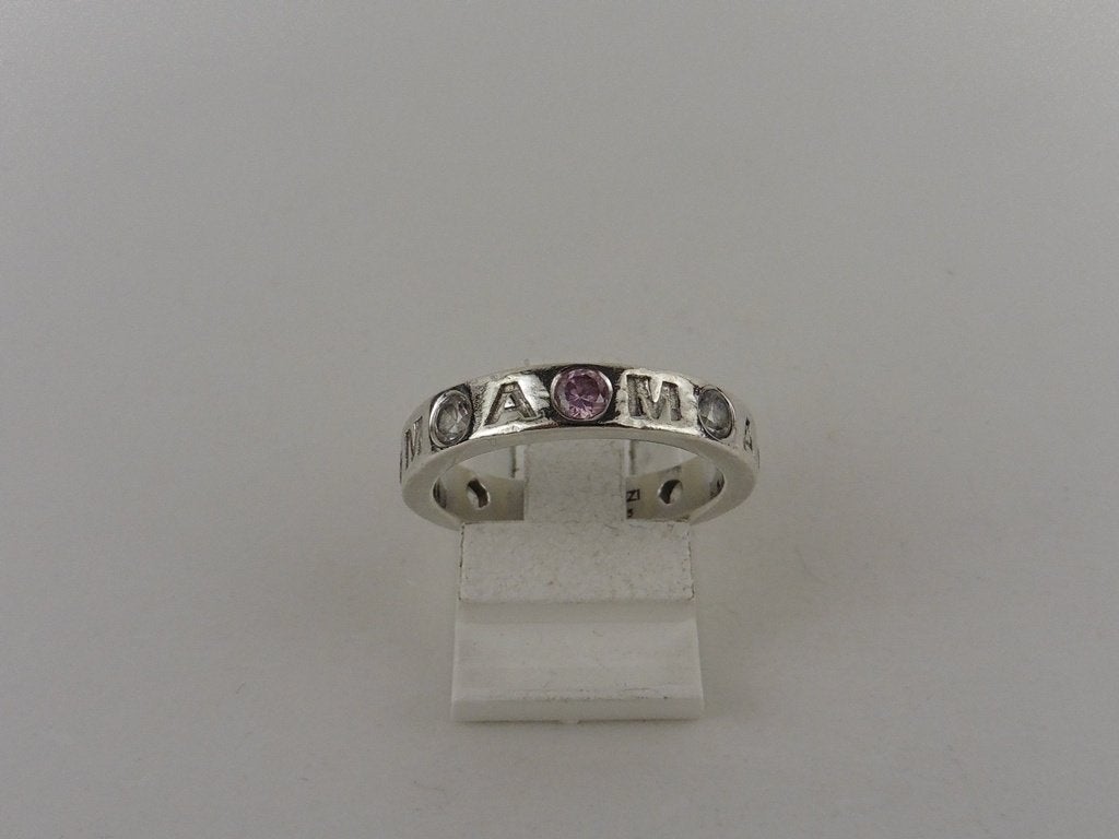 Zilveren Zinzi mamaring met zirkonia                    Z133, Sieraden, Tassen en Uiterlijk, Gebruikt, ., Ophalen of Verzenden