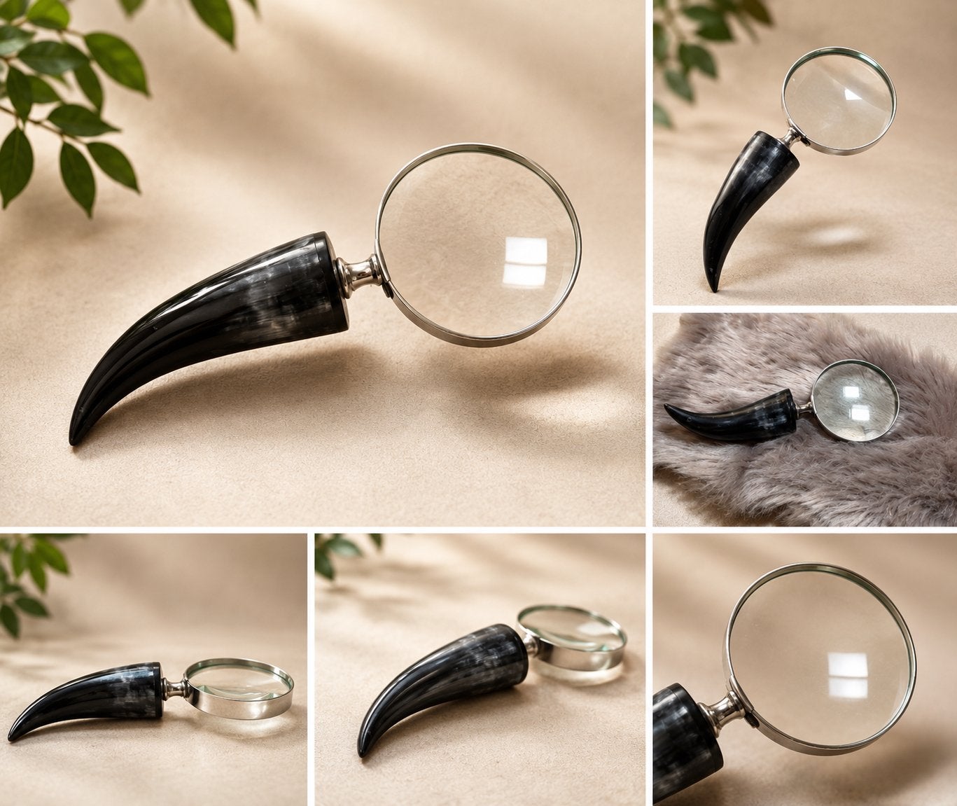 Vergrootglas met hoornen handvat - Decoratief, Ophalen, Zo goed als nieuw, Vergrootglas of Loep
