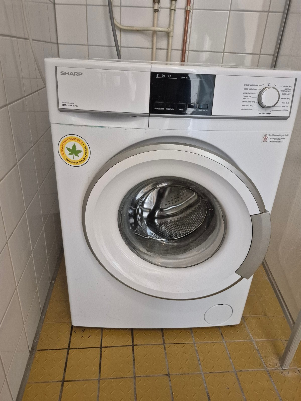 Sharp ES-HFB814AWA Wasmachine 8kg 1400 RPM, Witgoed en Apparatuur, Wasmachines, 1200 tot 1600 toeren, Gebruikt, 8 tot 10 kg, Voorlader