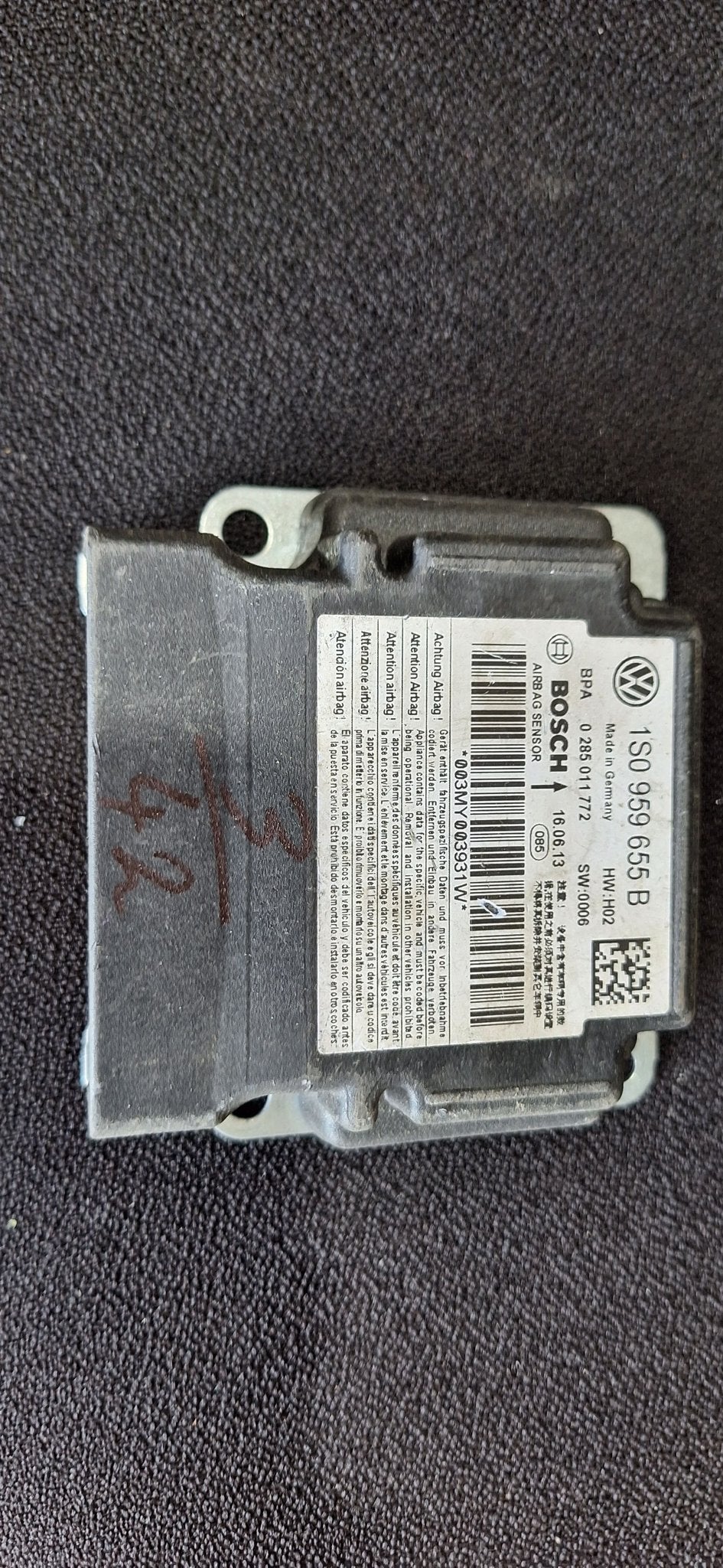 Originele Airbag Stuurmodule Computer Sensor VW Up! Skoda Ci, Auto-onderdelen, Dashboard en Schakelaars, Gebruikt, -, Volkswagen
