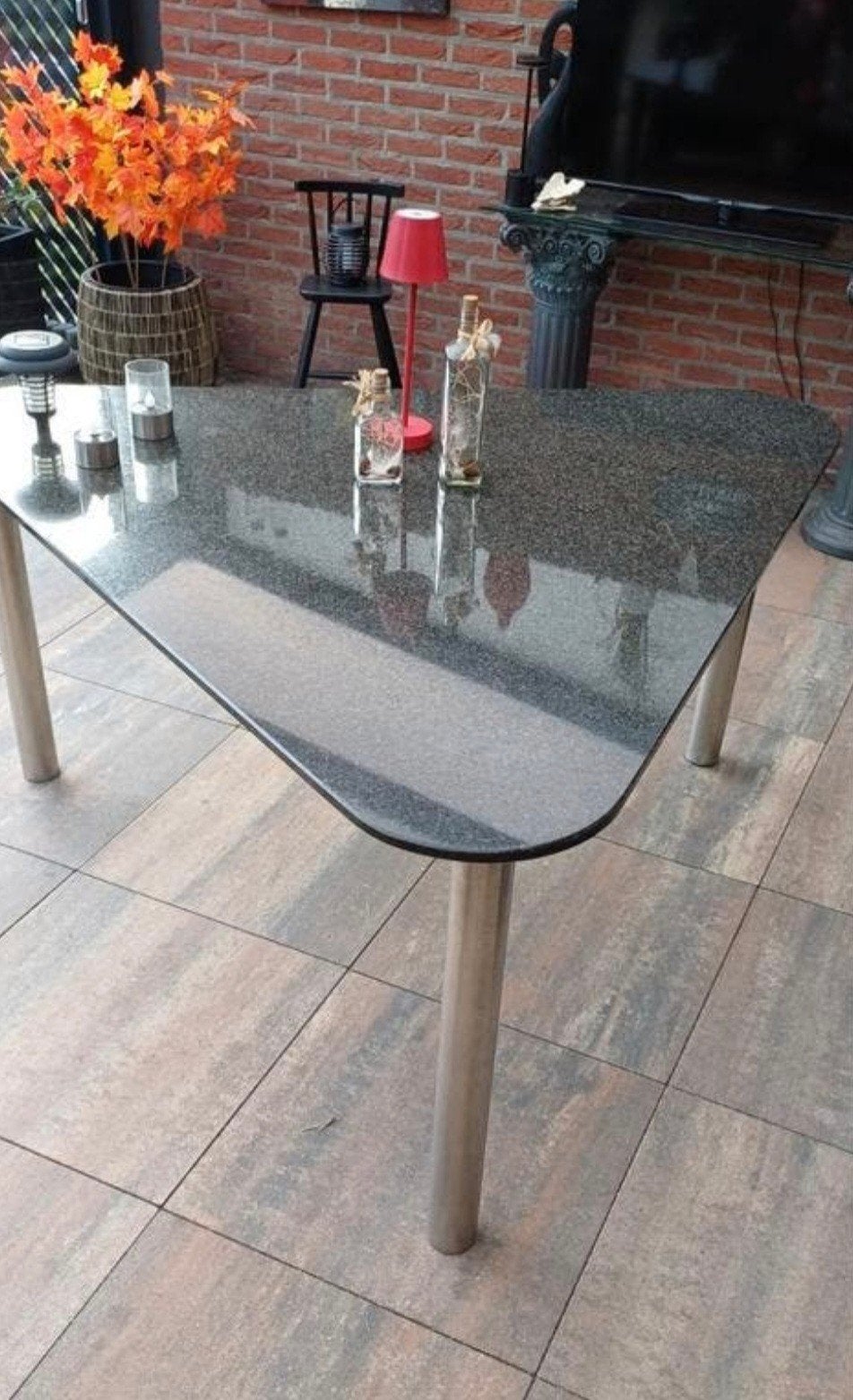 Mooie tuintafel met granieten blad, Ophalen, Gebruikt, Rechthoekig, Overige materialen