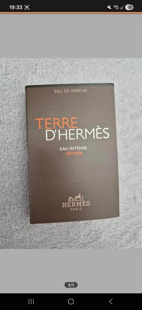 Hermès Terre d'Hermès Eau Intense Vétiver  sample, Ophalen of Verzenden, Nieuw