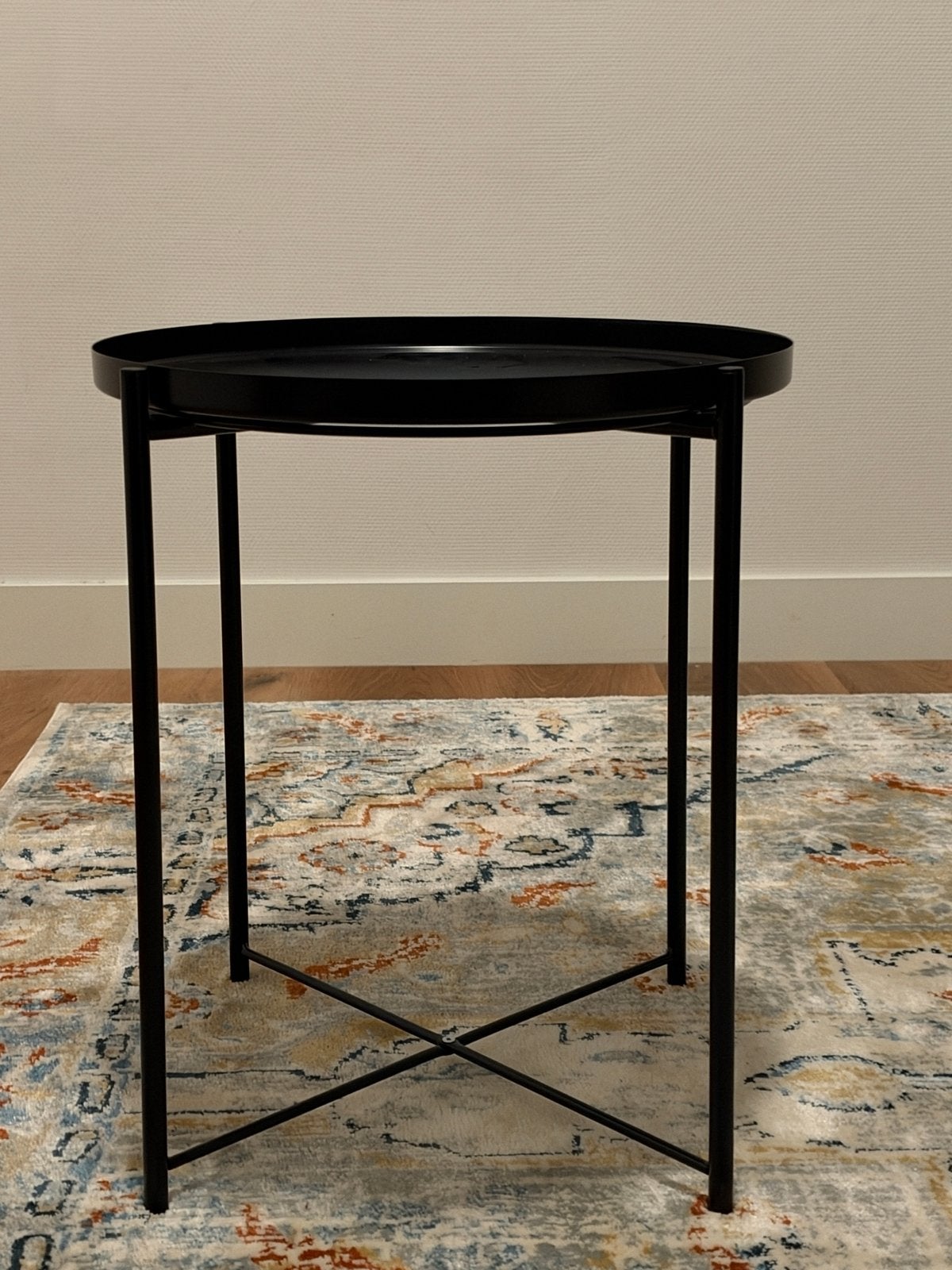 IKEA GLADOM bijzettafel - Zwart (45x53 cm), Minder dan 55 cm, Gebruikt, Metaal of Aluminium, Rond