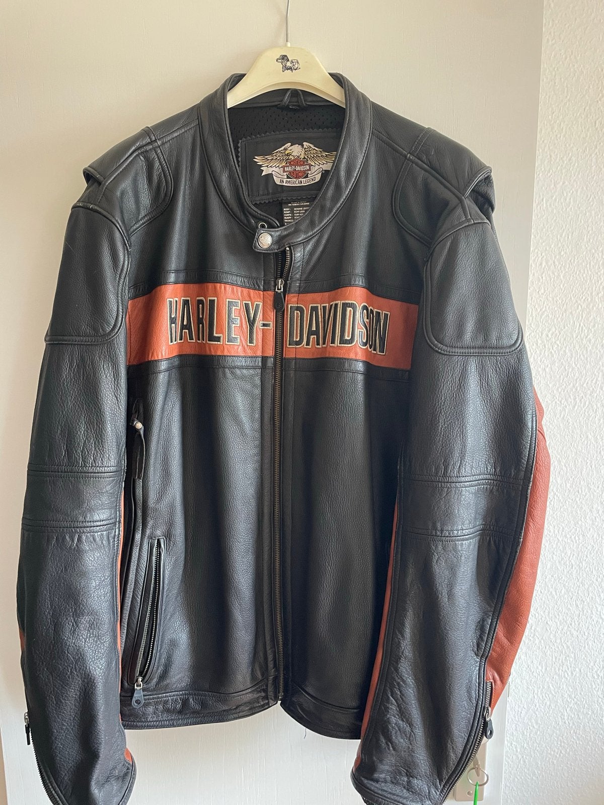 Harley-Davidson Leren Motorjas - Zwart/Oranje (3XL), Ophalen, Tweedehands, Heren, Jas | leer