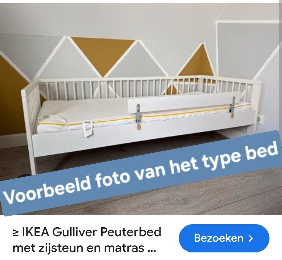 Ikea gulliver peuter bed met zijsteun + dekbed + beddengoed, Ophalen, Gebruikt, 70 tot 85 cm, 140 tot 160 cm