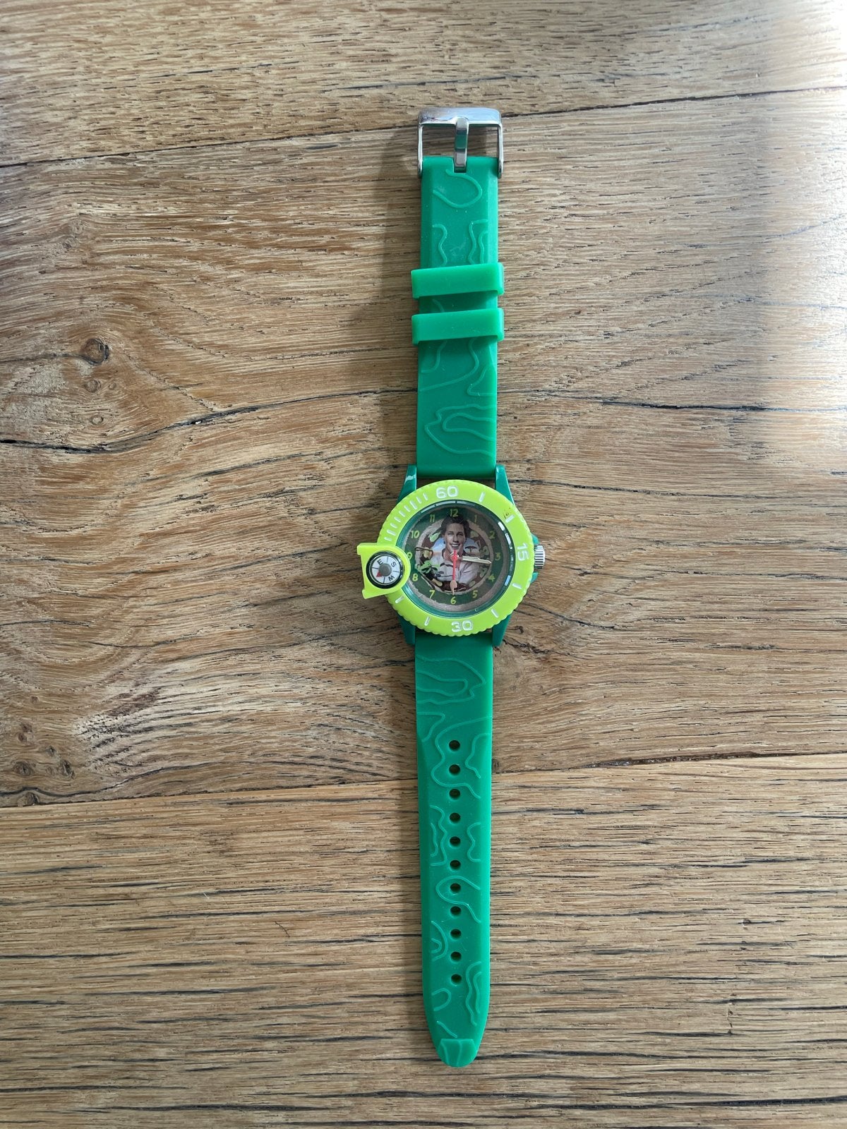 Freek Vonk horloge met kompas - Gebruikt, batterij nodig, Ophalen of Verzenden, Gebruikt, Groen, Jongen of Meisje