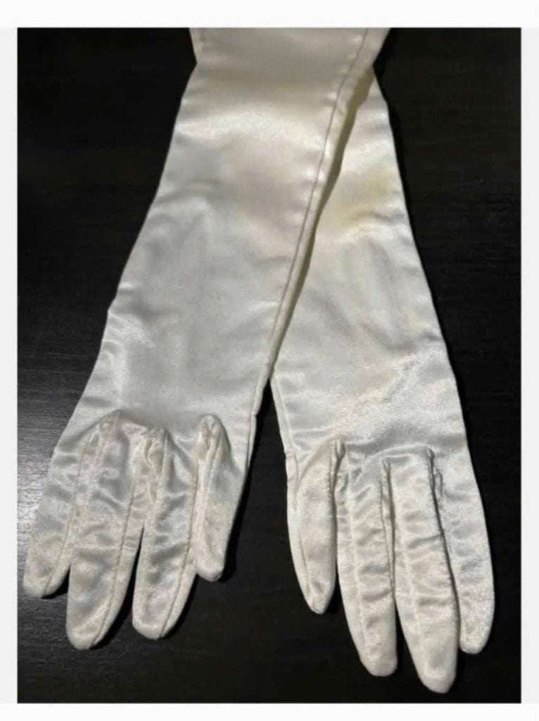 Oude sleetse antieke lange handschoenen bv. voor paspop, Wit, Ophalen of Verzenden, Accessoires, X