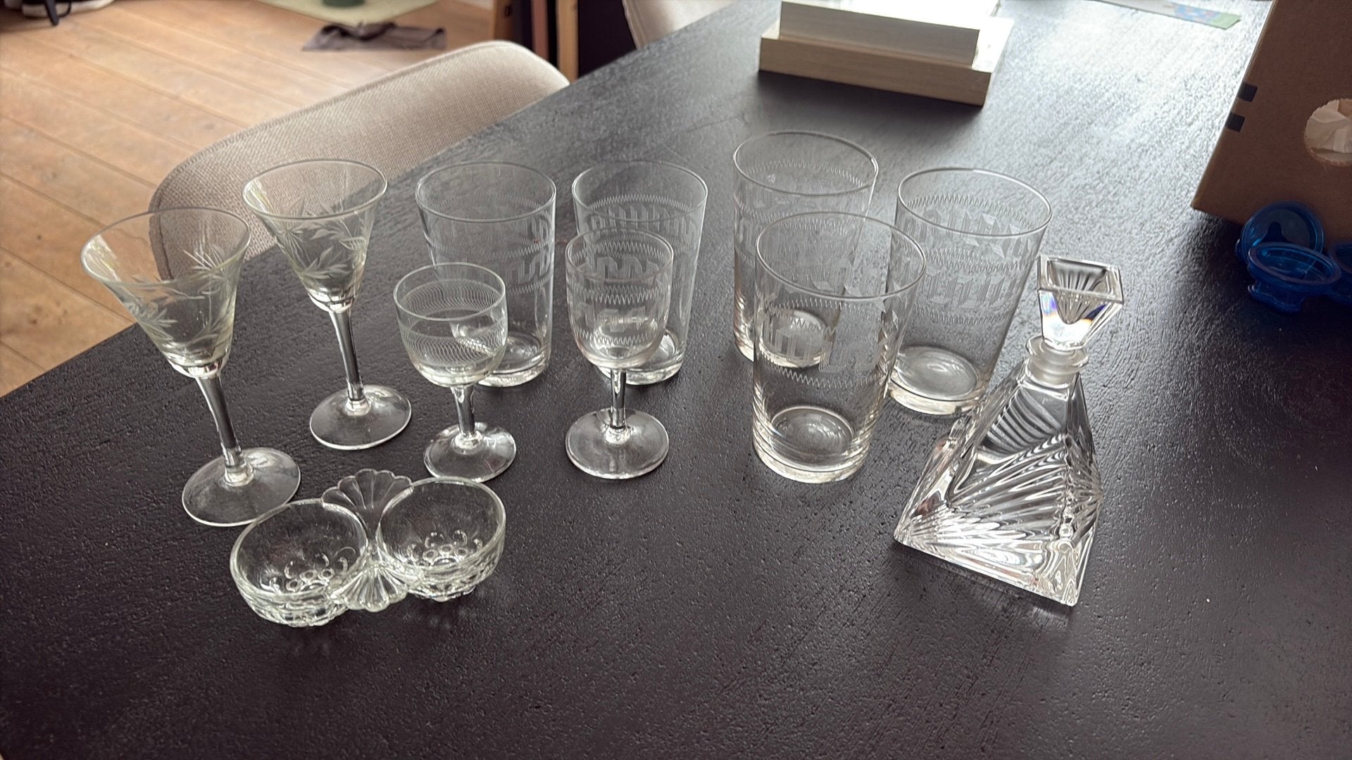 Diverse glazen set met karaf - Vintage stijl, Ophalen of Verzenden