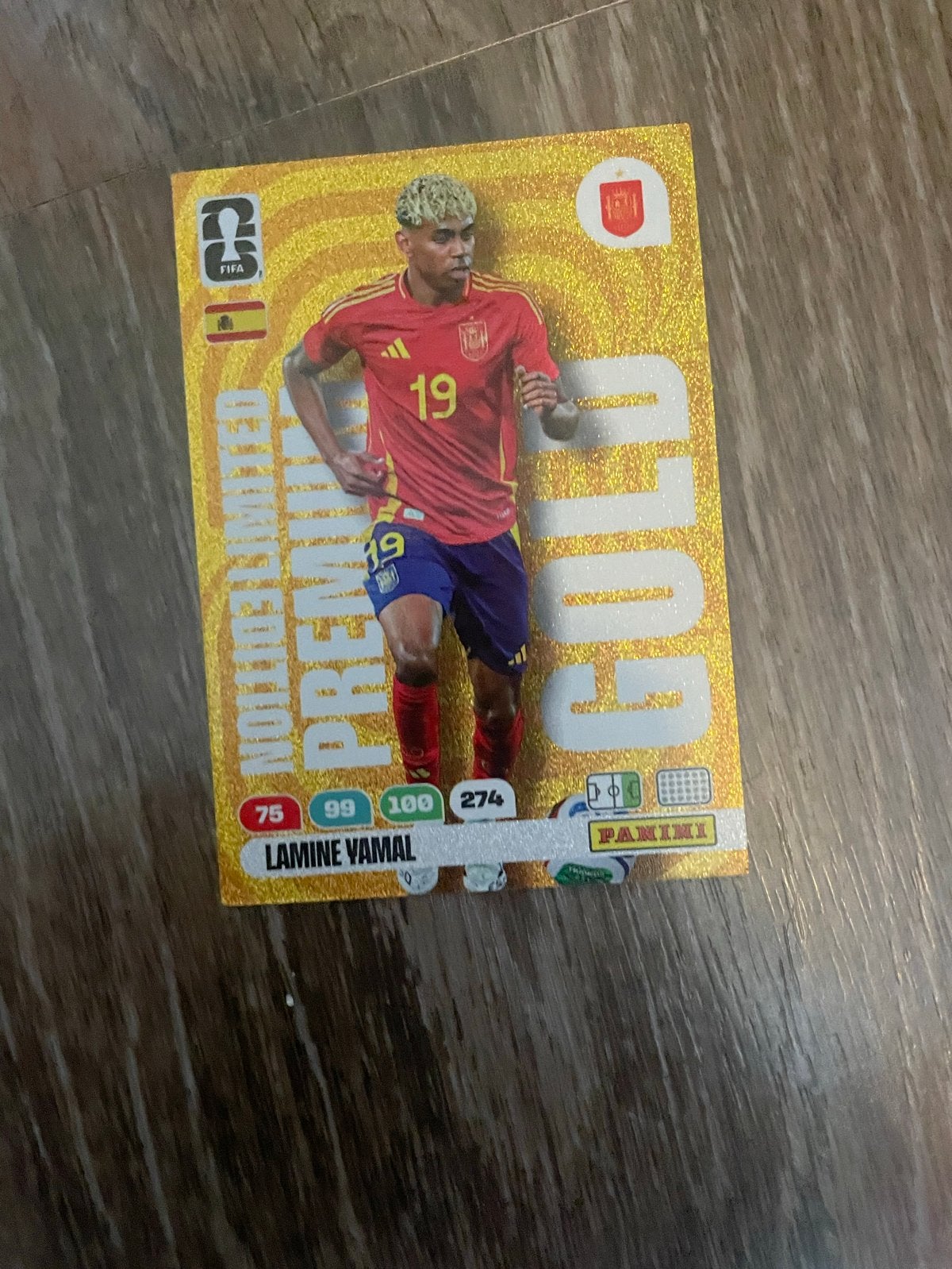 Panini Adrenalyn XL Lamine Yamal Gold kaart, Ophalen of Verzenden, Zo goed als nieuw, Buitenlandse clubs, Spelerskaart