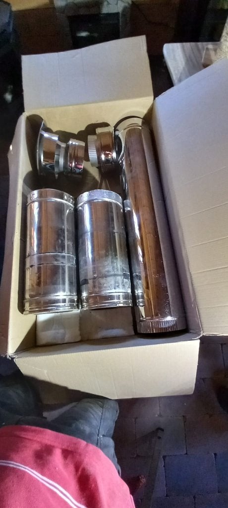 onderdelen dak/wand doorvoerset - hout kachel, Ophalen, Afvoer, Zo goed als nieuw, Rvs