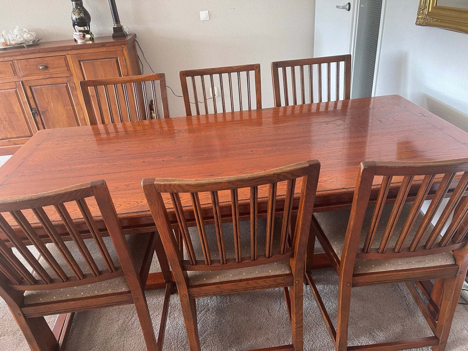 Schuitema eethoek 1 tafel + 6 stoelen, Ophalen, Gebruikt, 100 tot 150 cm, 150 tot 200 cm