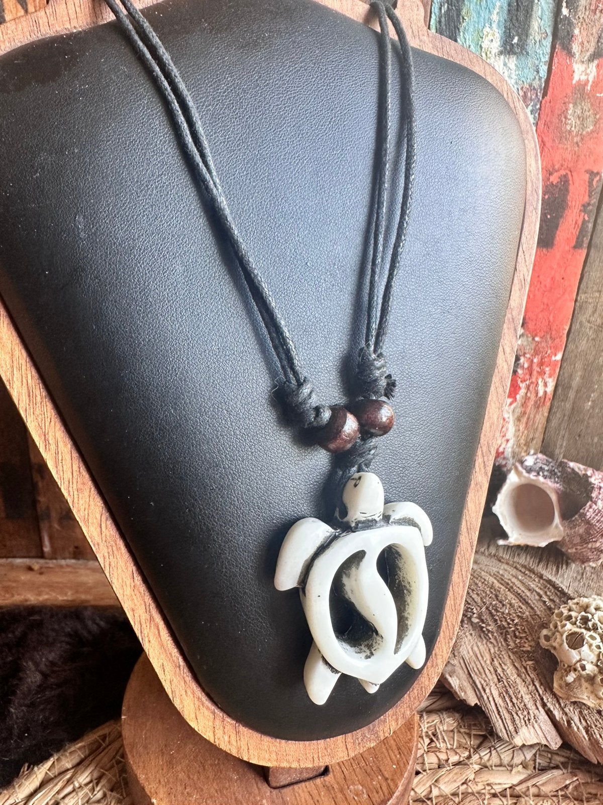 Boho halsketting / zeeachildpad / wit / surflife / beachwear, Ophalen of Verzenden, Zo goed als nieuw, Overige materialen