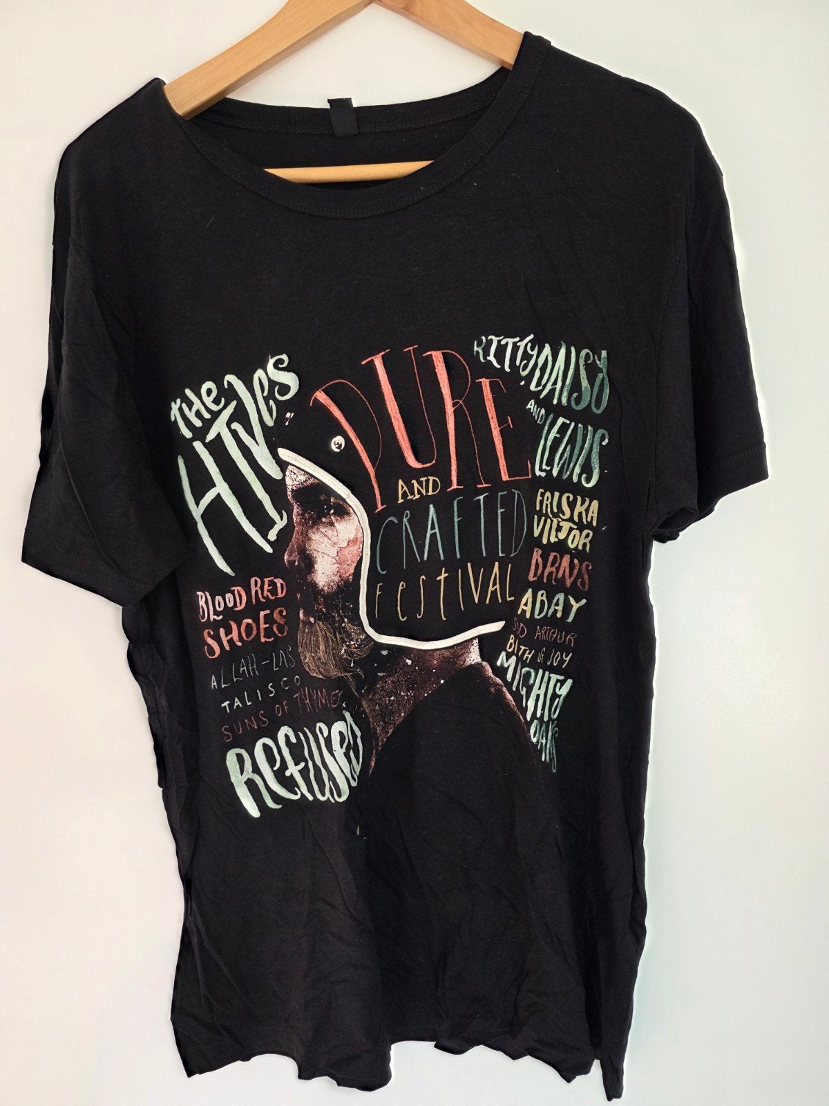 Uniek Zwart T-shirt - Pure & Crafted Festival 2015, Zwart, Ophalen of Verzenden, Zo goed als nieuw, Earth Positive
