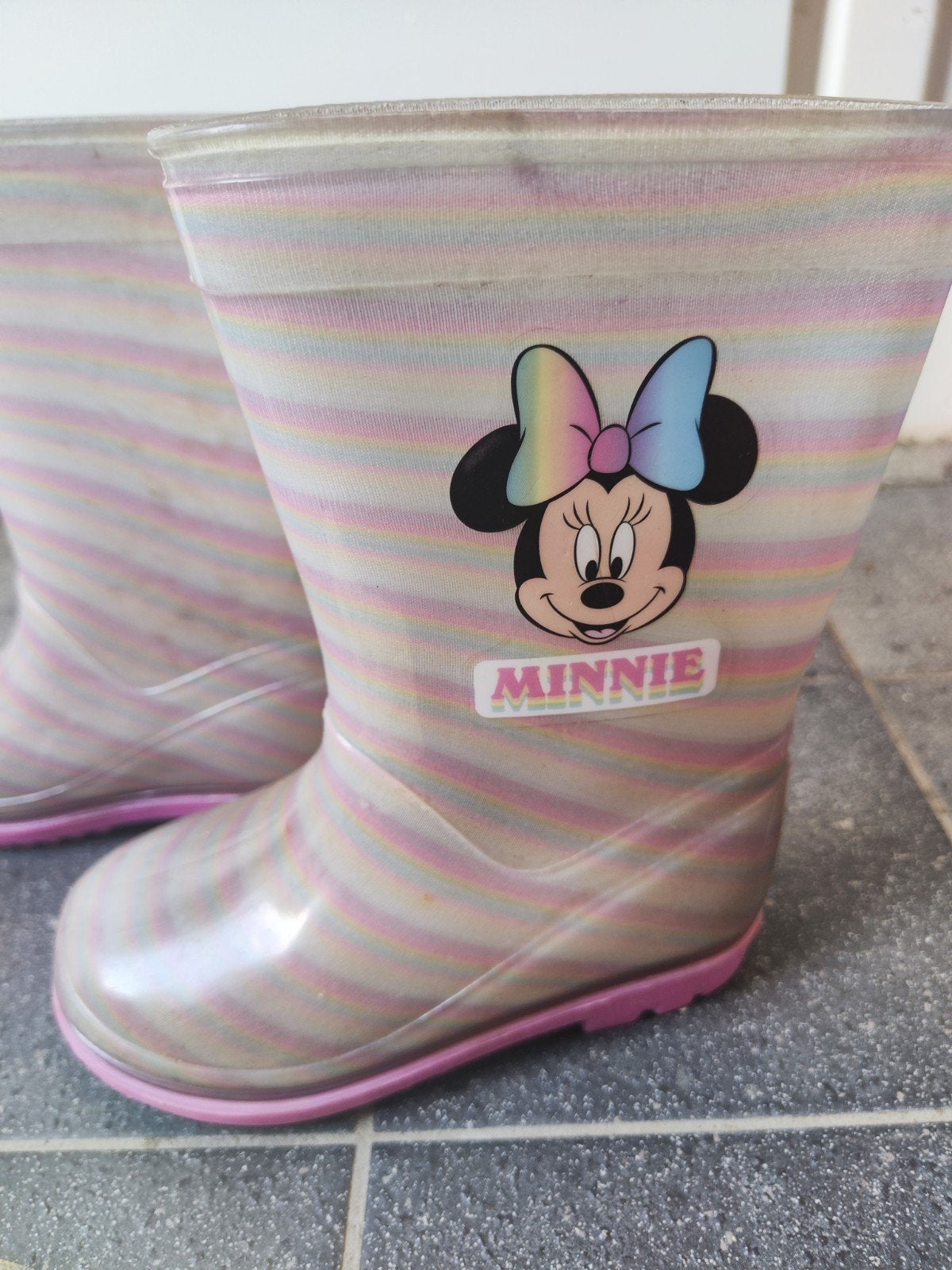 Minnie Mouse regenlaarzen maat 23, Gebruikt, Meisje, Minnie Mouse, Ophalen of Verzenden