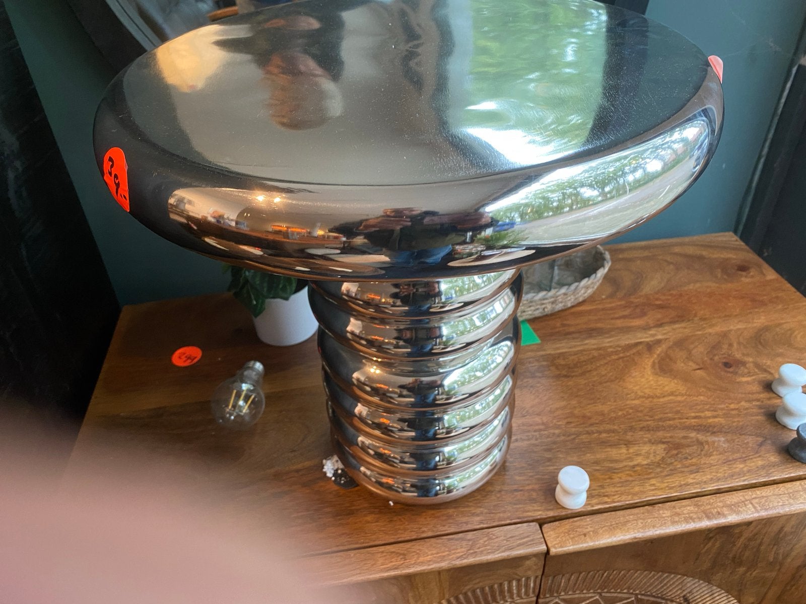 Vintage Chroom Bijzettafel Retro Design 43cm, Ophalen, Minder dan 45 cm, Minder dan 55 cm, Metaal of Aluminium