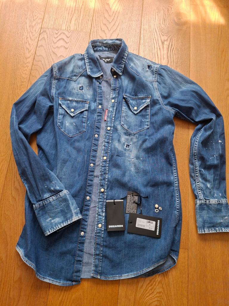 DSQUARED2 Denim overhemd - Nieuw met labels, Blauw, Nieuw, Ophalen of Verzenden, Overige halswijdtes
