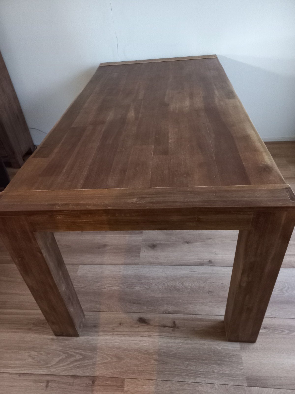 Massief acaciahouten eettafel 180x90 cm, Ophalen, Gebruikt, 50 tot 100 cm, 150 tot 200 cm