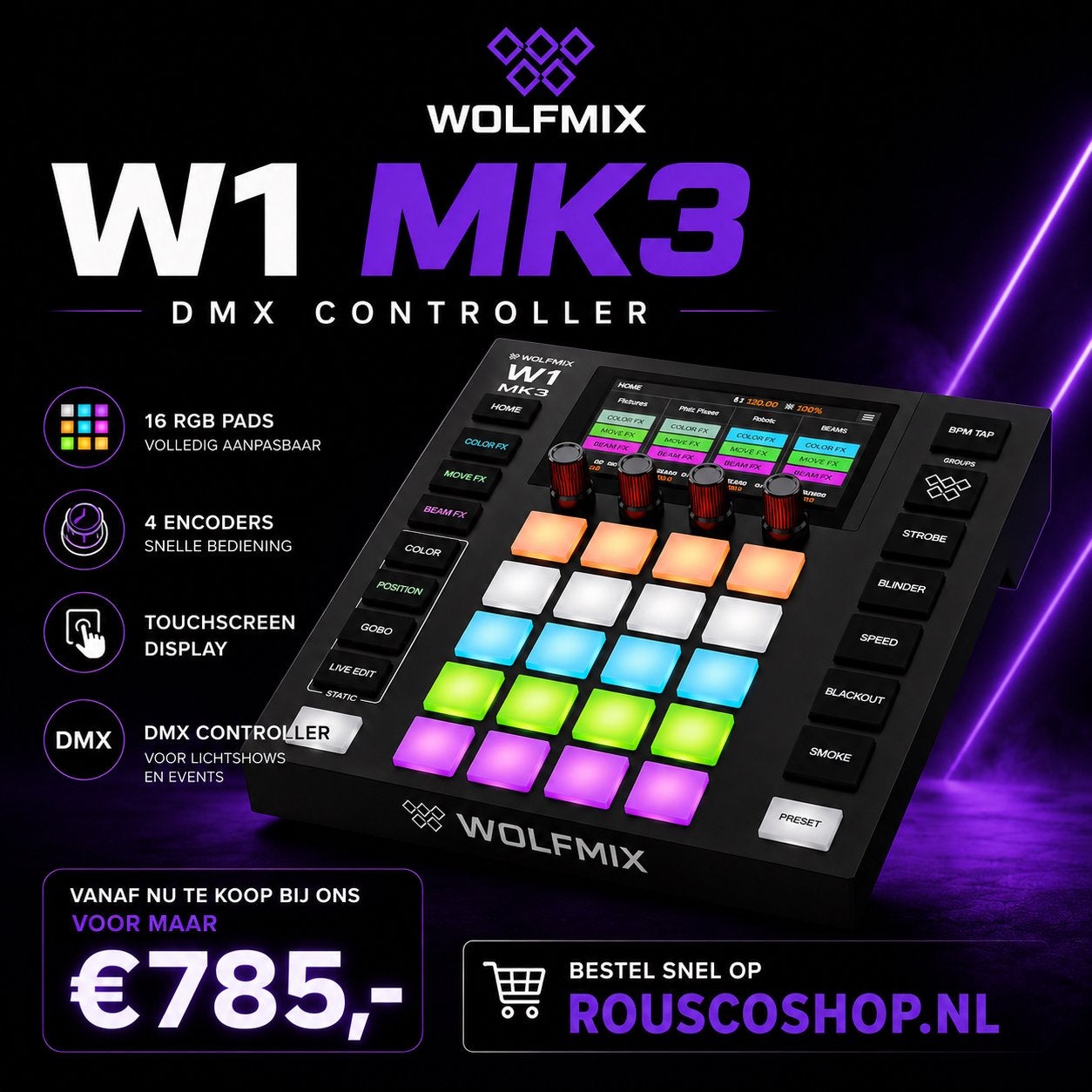 Wolfmix W1 MK3 DMX Controller - Nu te koop bij Rouscoshop!, Ophalen of Verzenden, Nieuw, Licht