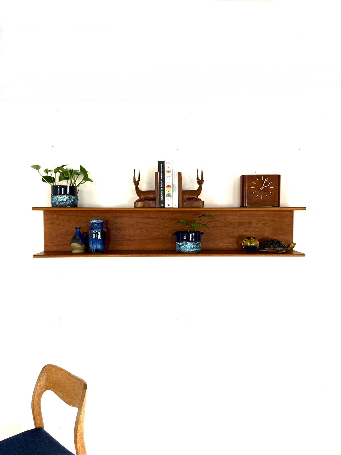 Vintage XL teakhouten wandplank, Wilhelm Renz ‘60, Huis en Inrichting, Woonaccessoires | Wandplanken en Boekenplanken, Ophalen of Verzenden