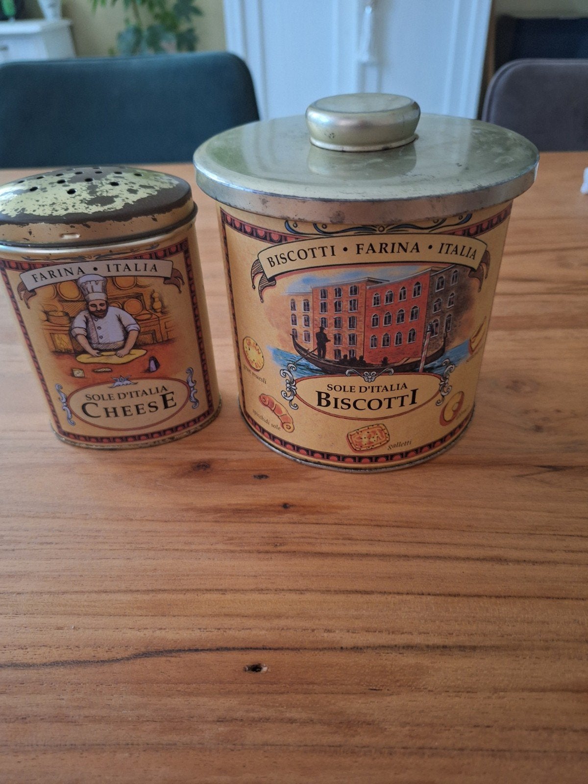 Vintage Italiaanse blikken: Biscotti en Kaas, Ophalen of Verzenden
