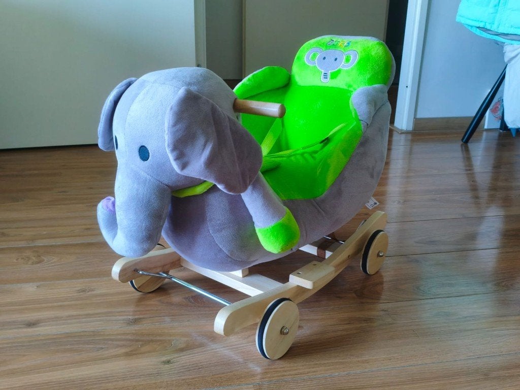 2-in-1 Baby Rocking Horse Ride On Elephant with Wheels, Ophalen, Overige merken, Overige karakters, Zo goed als nieuw