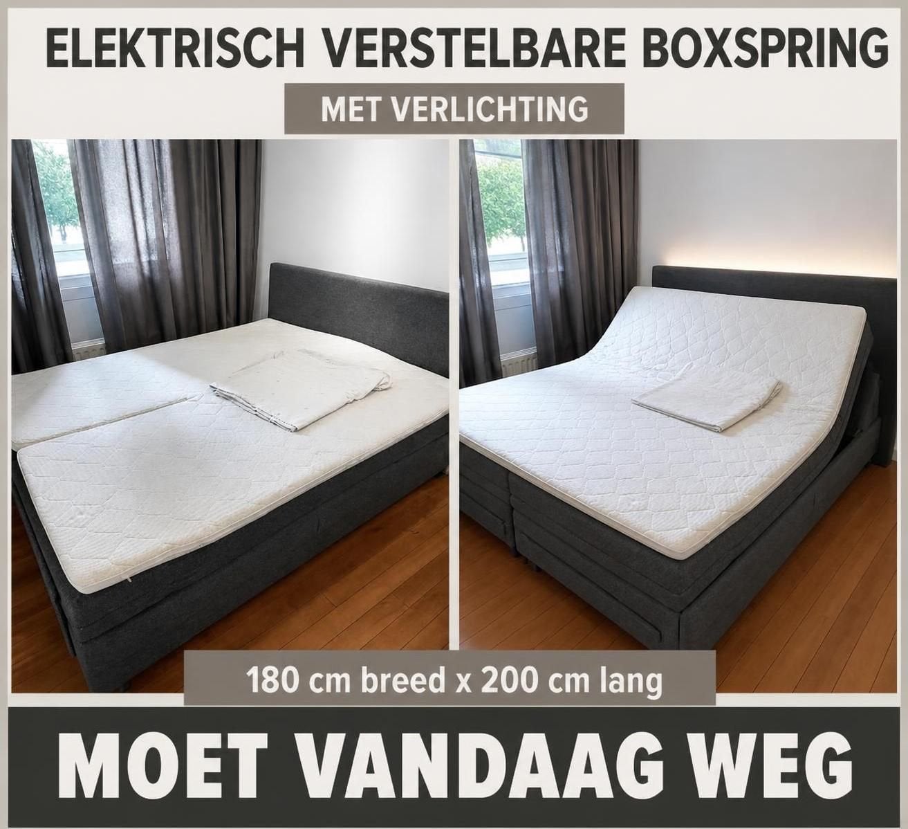 Mooie elektrische boxspring te koop, Ophalen, Tweepersoons, 180 cm, 200 cm