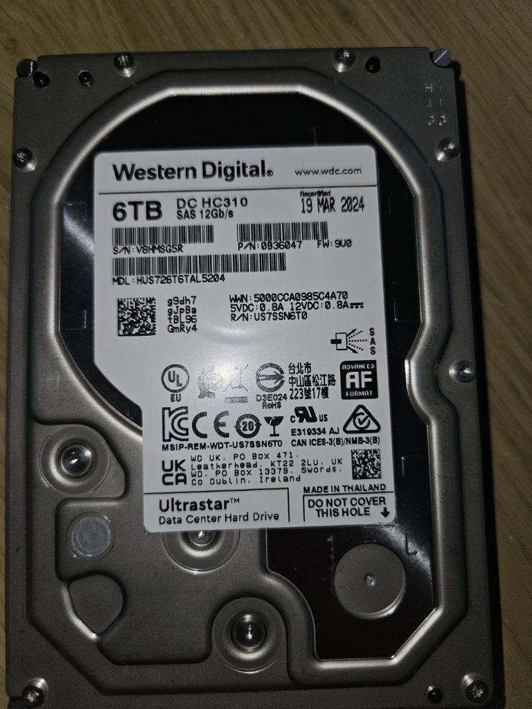 6TB sas dc 310 western digital, Computers en Software, Harde schijven, Intern, SAS, 6 TB, Refurbished