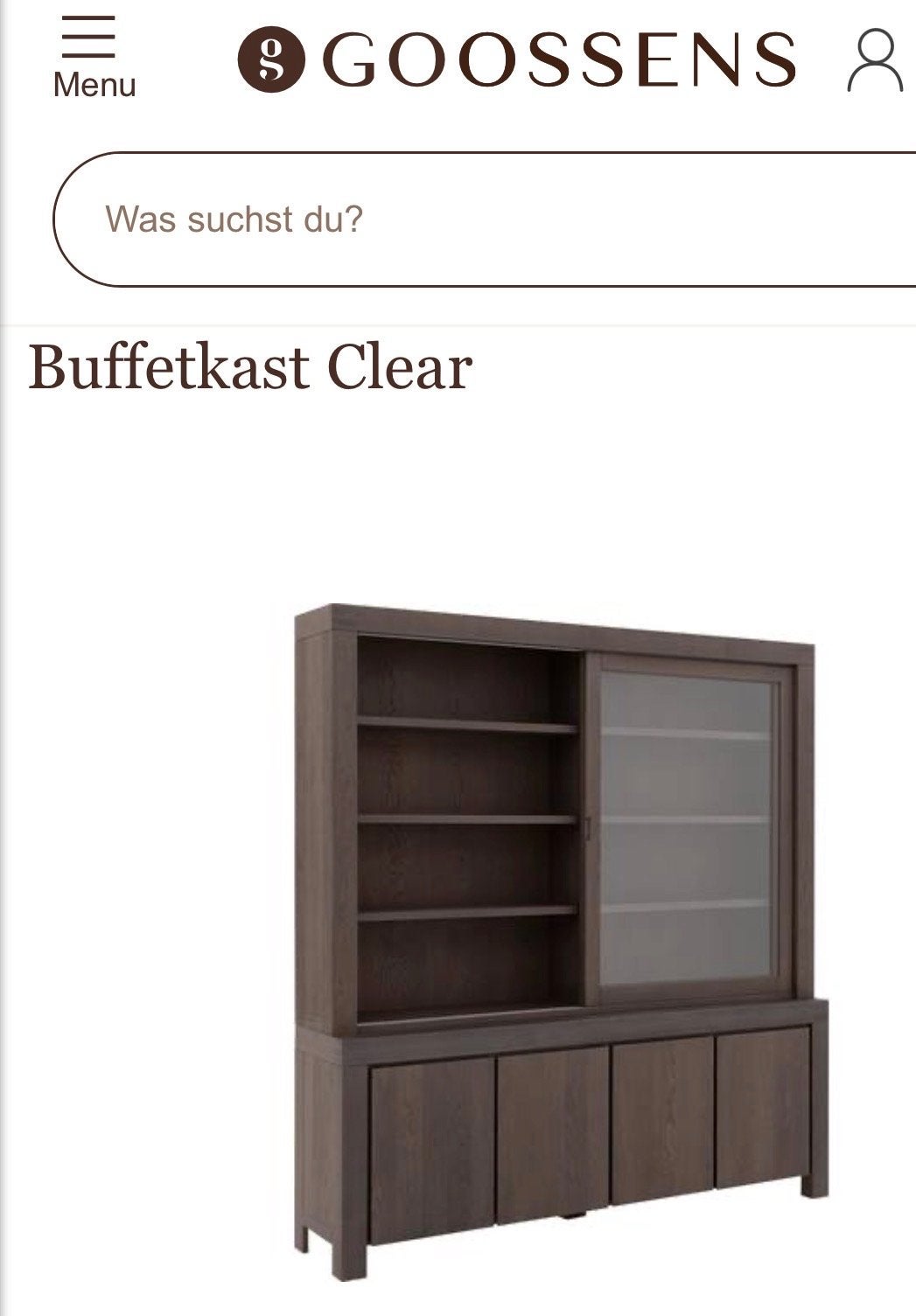 Z.G.A.N. Goossens Clear buffetkast Eiken leem kleur, Ophalen, Met deur(en), Glas, 200 cm of meer