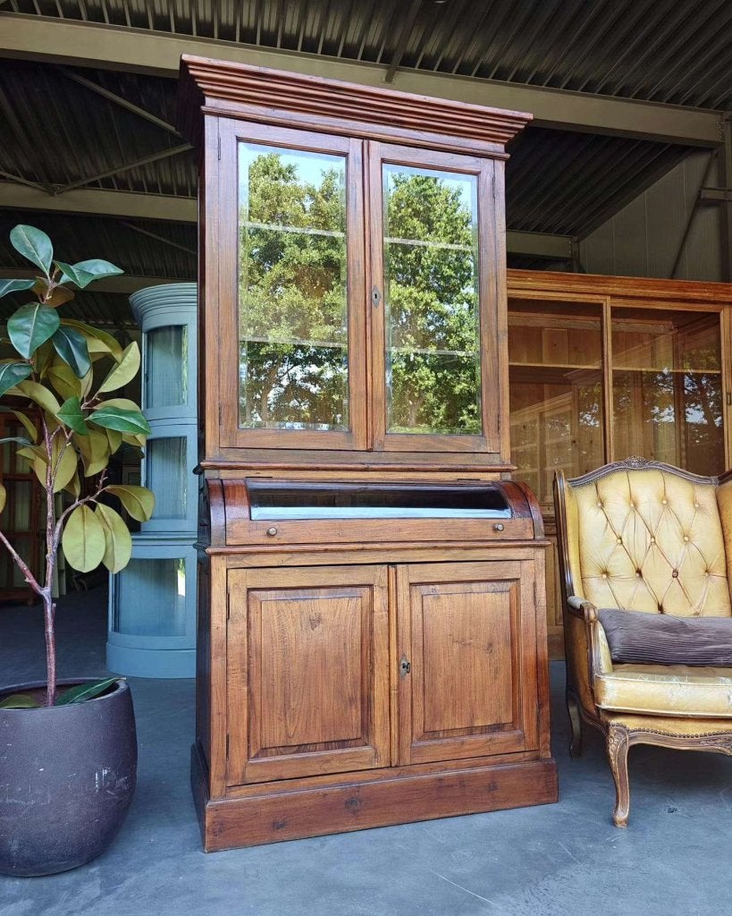 Antieke grutterskast | Apothekerskast - halfrond glas #6161, Ophalen of Verzenden
