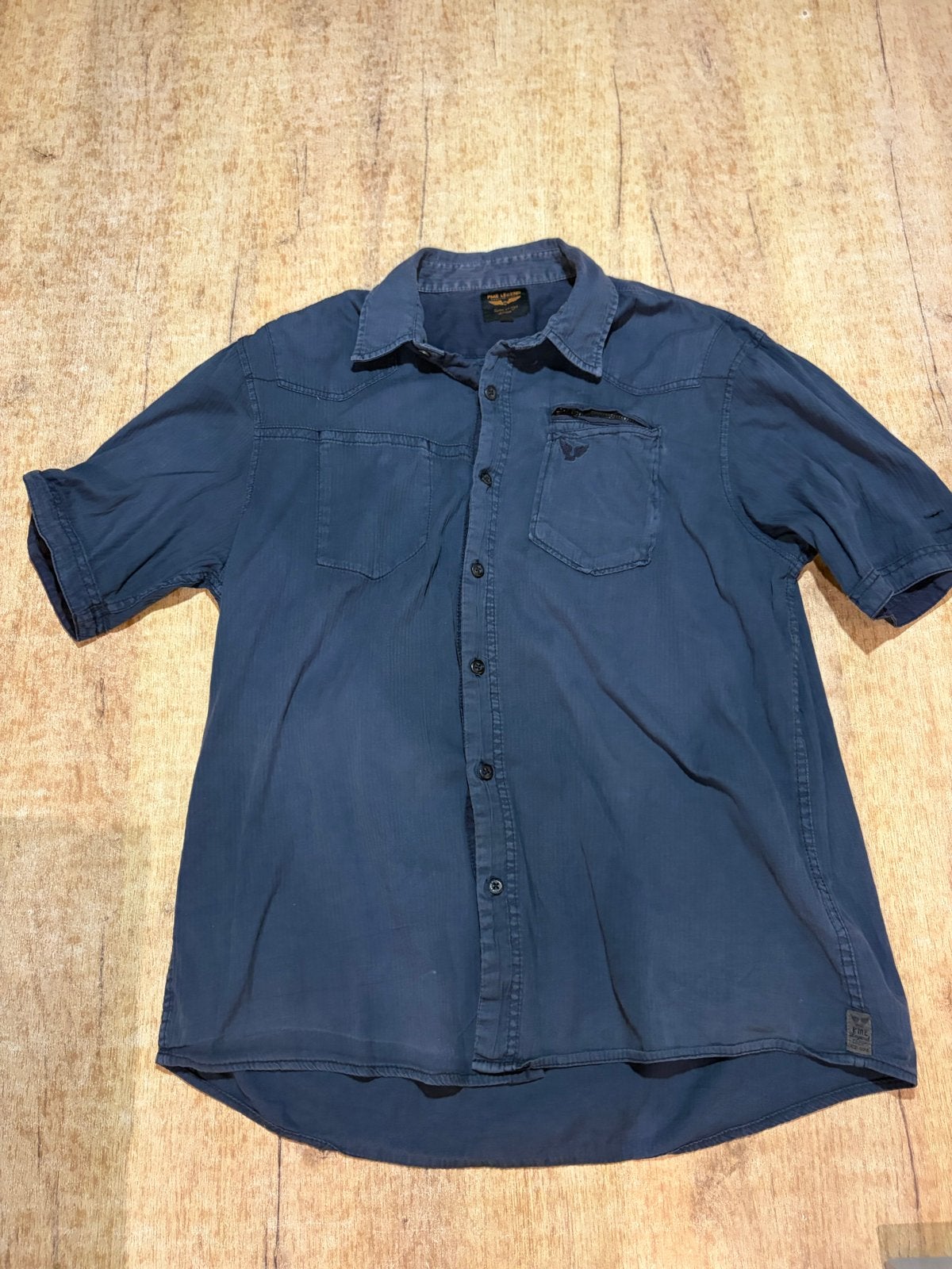 PME Legend donkerblauw overhemd met korte mouwen - Maat XXL, Kleding | Heren, Ophalen of Verzenden, Zo goed als nieuw, Blauw, Overige halswijdtes