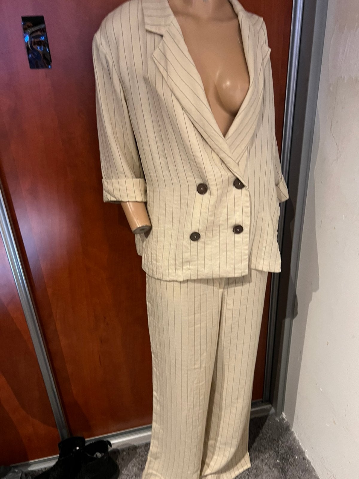 ZARA pak maat xl nieuw, Kostuum of Pak, Beige, Maat 46/48 (XL) of groter, Nieuw