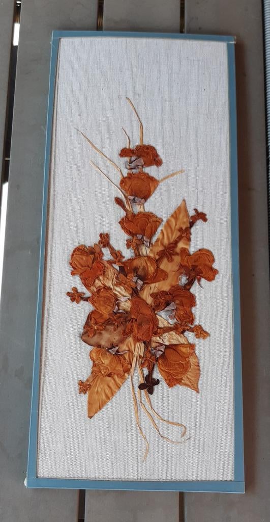 60x40cm Ingelijst Bloemboeket op Linnen Doek, Ophalen of Verzenden, Gebruikt, Minder dan 50 cm, Overige typen